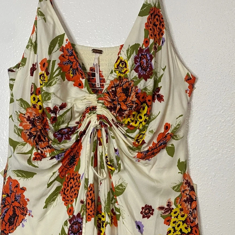 Free People Cream Floral Mini Dress Size M